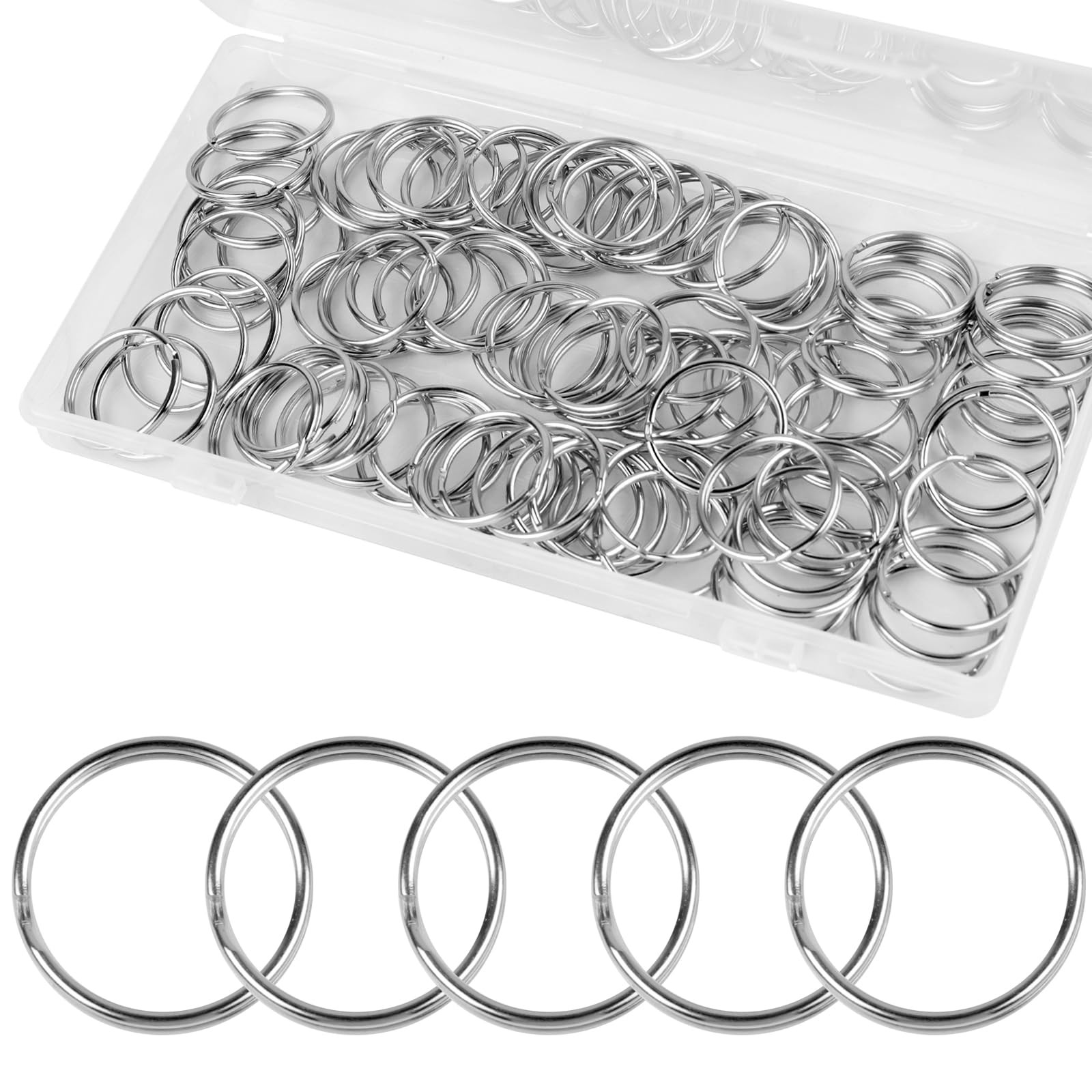 100PCS Split Key Rings Bulk for Keychain and Crafts 1”100Pack, silver