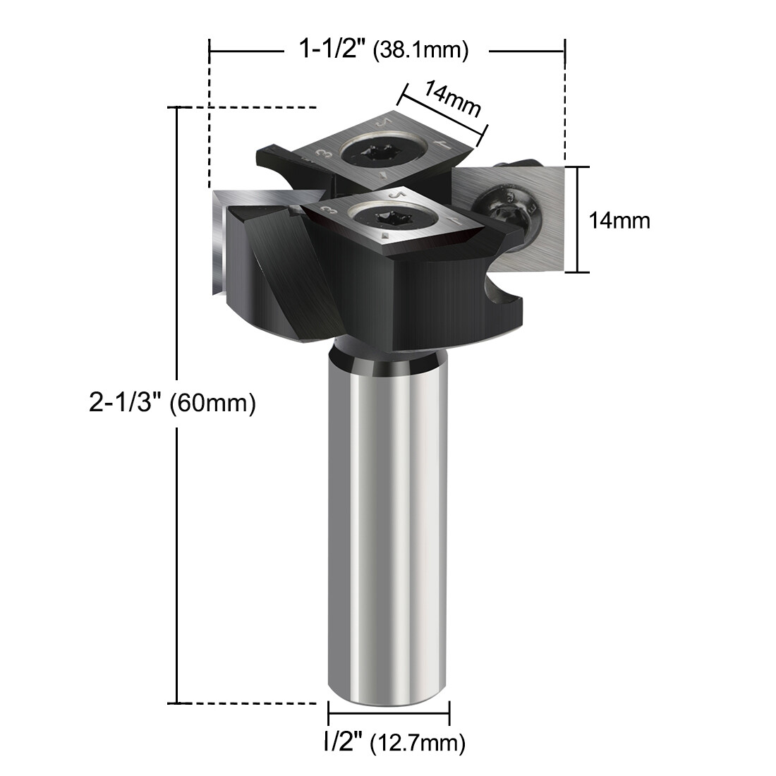 CNC Spoilboard Surfacing Router Bit 1/2" Shank Insert Slab Carbide Cutting