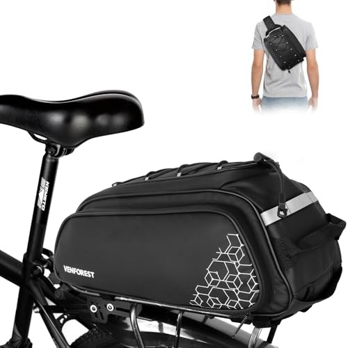 Bike Rear Rack Bag,20L PVC Waterproof Bike Trunk Black（20L Expandable Vision）