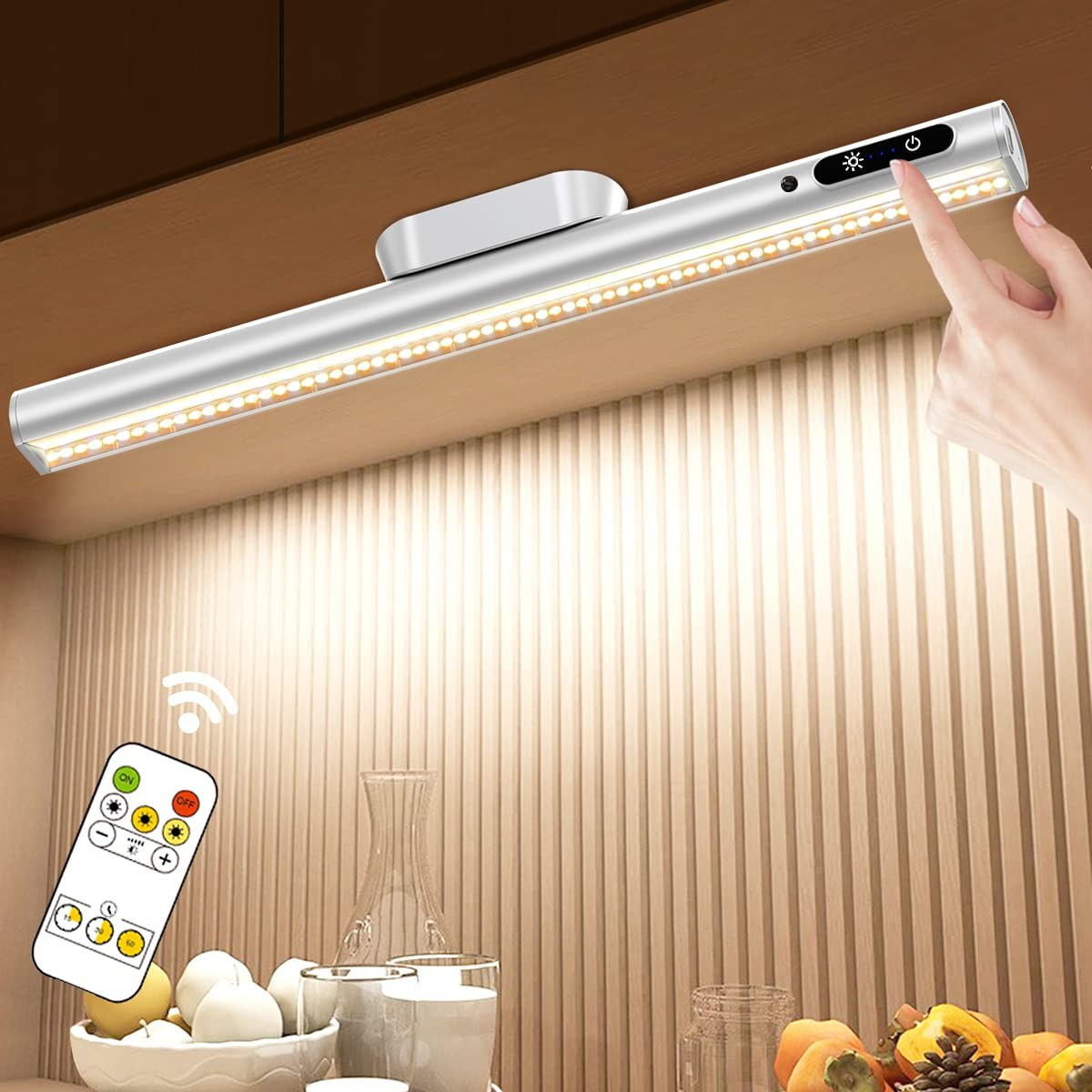 Battery Powered Operated Wall Strip Lights, Rechargeable Magnetic Light Bar w...
