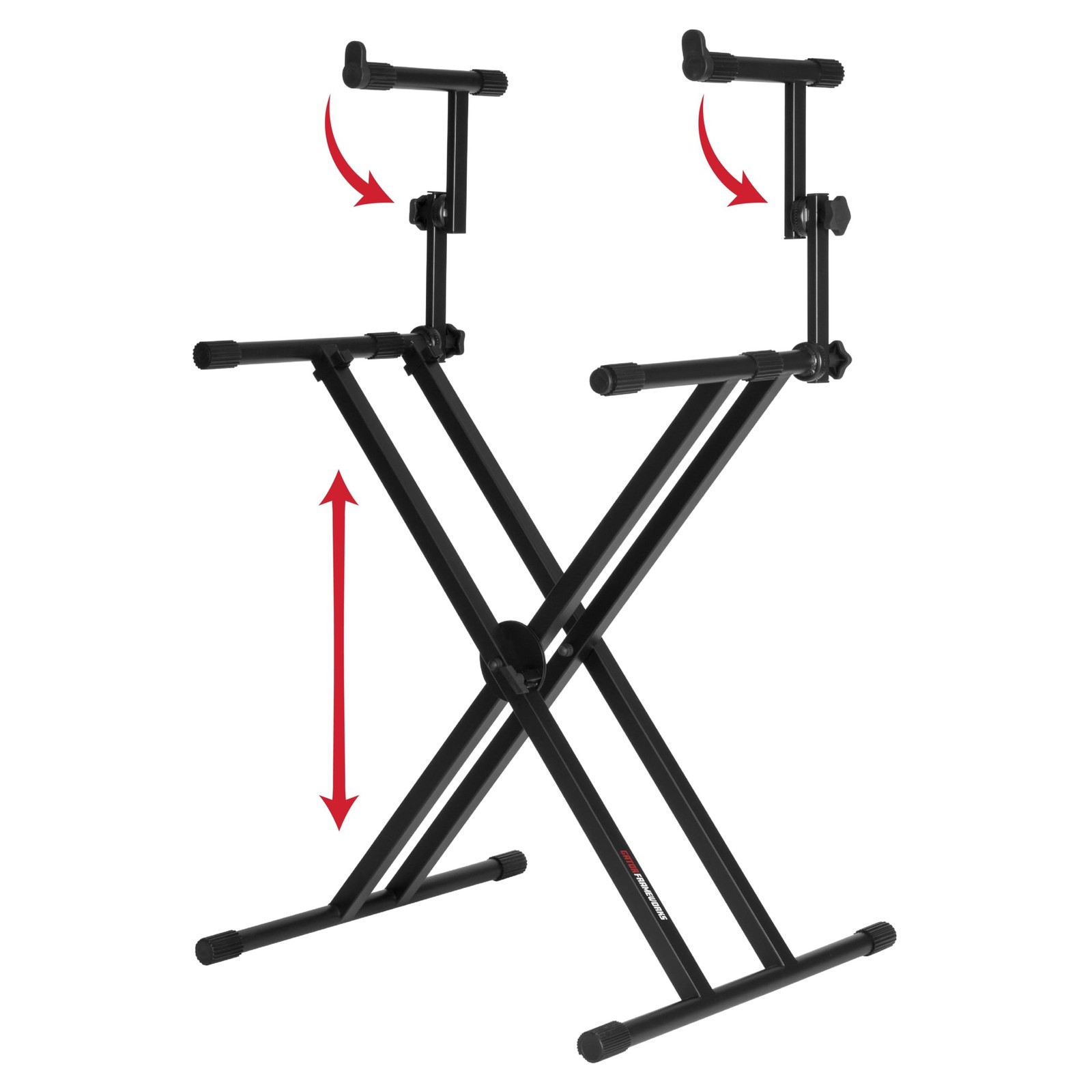 Gator Frameworks Deluxe Two Tier X-Style Keyboard Stand with Adjustable Heigh...