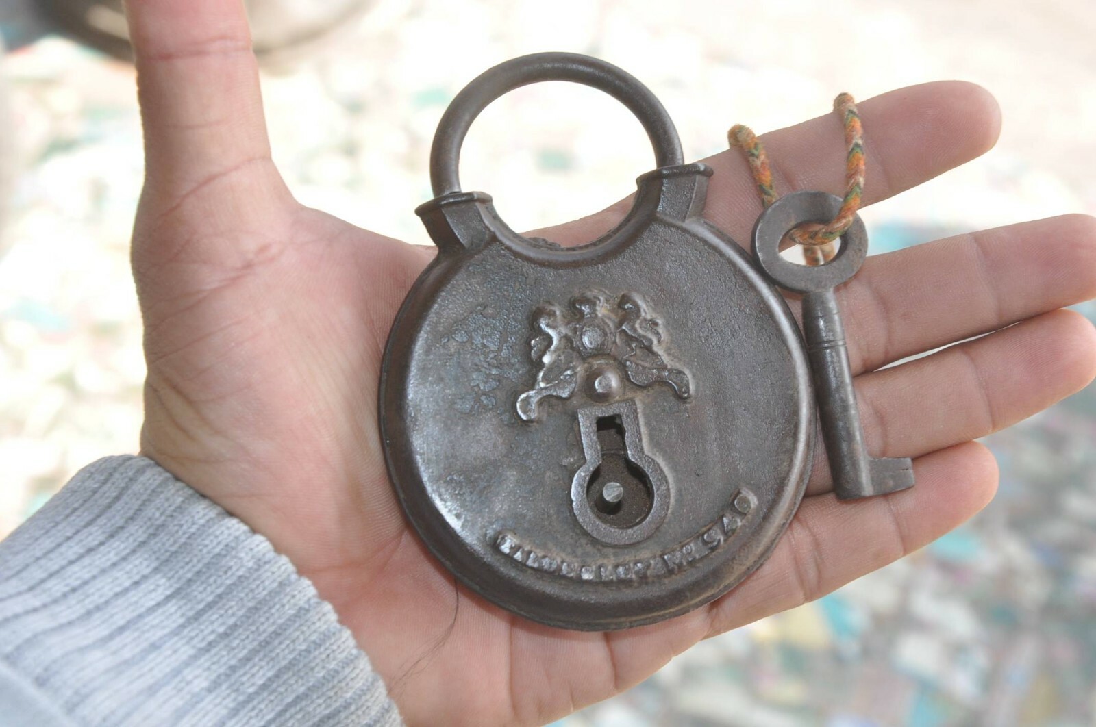 Vintage Iron Handcrafted Monogram Embossed Round Unique Padlock