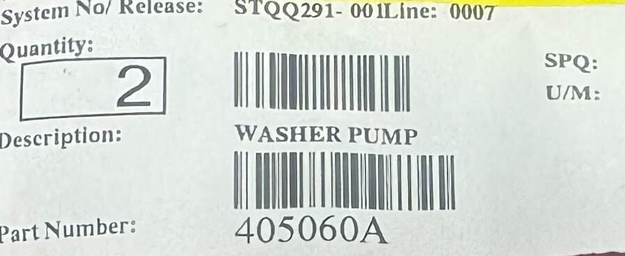 405060A Genuine Paccar Windshield Washer Pump OEM - New