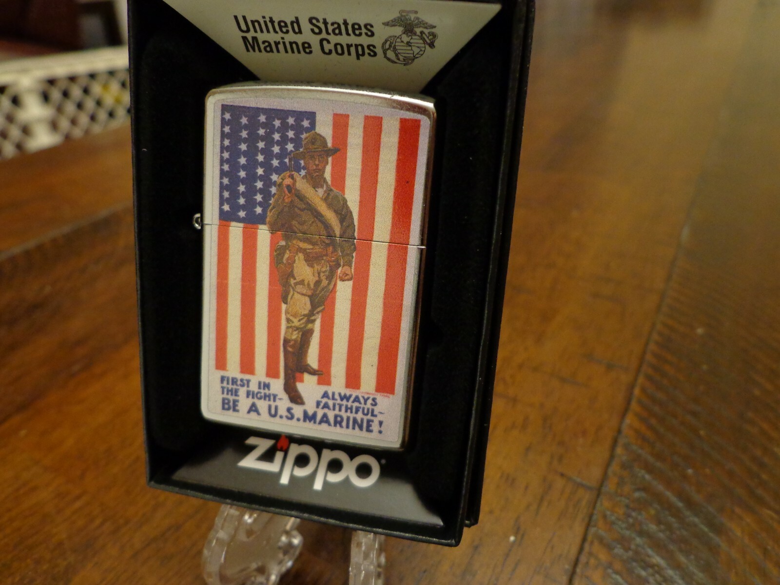 UNITED STATES MARINE CORPS USMC ALWAYS FAITHFUL WWII POSTER ZIPPO LIGHTER MINT