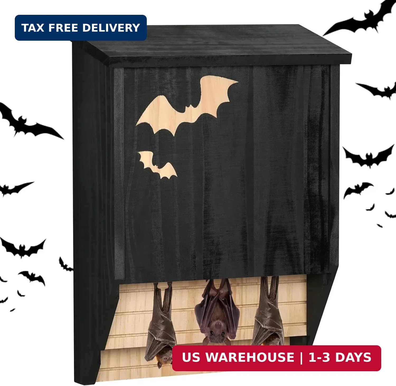 Bat House, Large Weatherproof Bat Houses for Outdoors Durable Easy to Install Ba