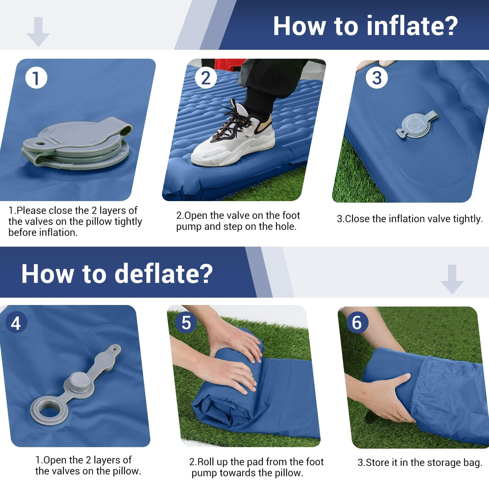 4.7” Thick Double Sleeping Pad for Camping, Inflatable, Full