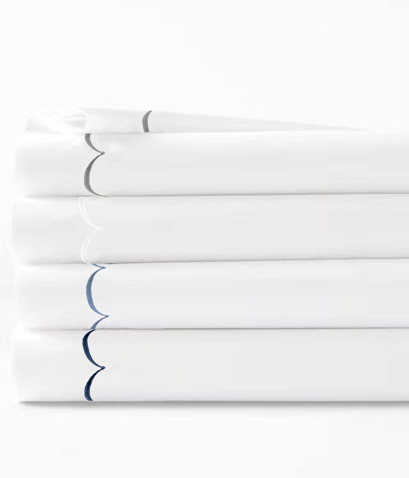 M'lange Home 600 Thread Count Sateen Cotton Scallop Embroidered Sheet Set