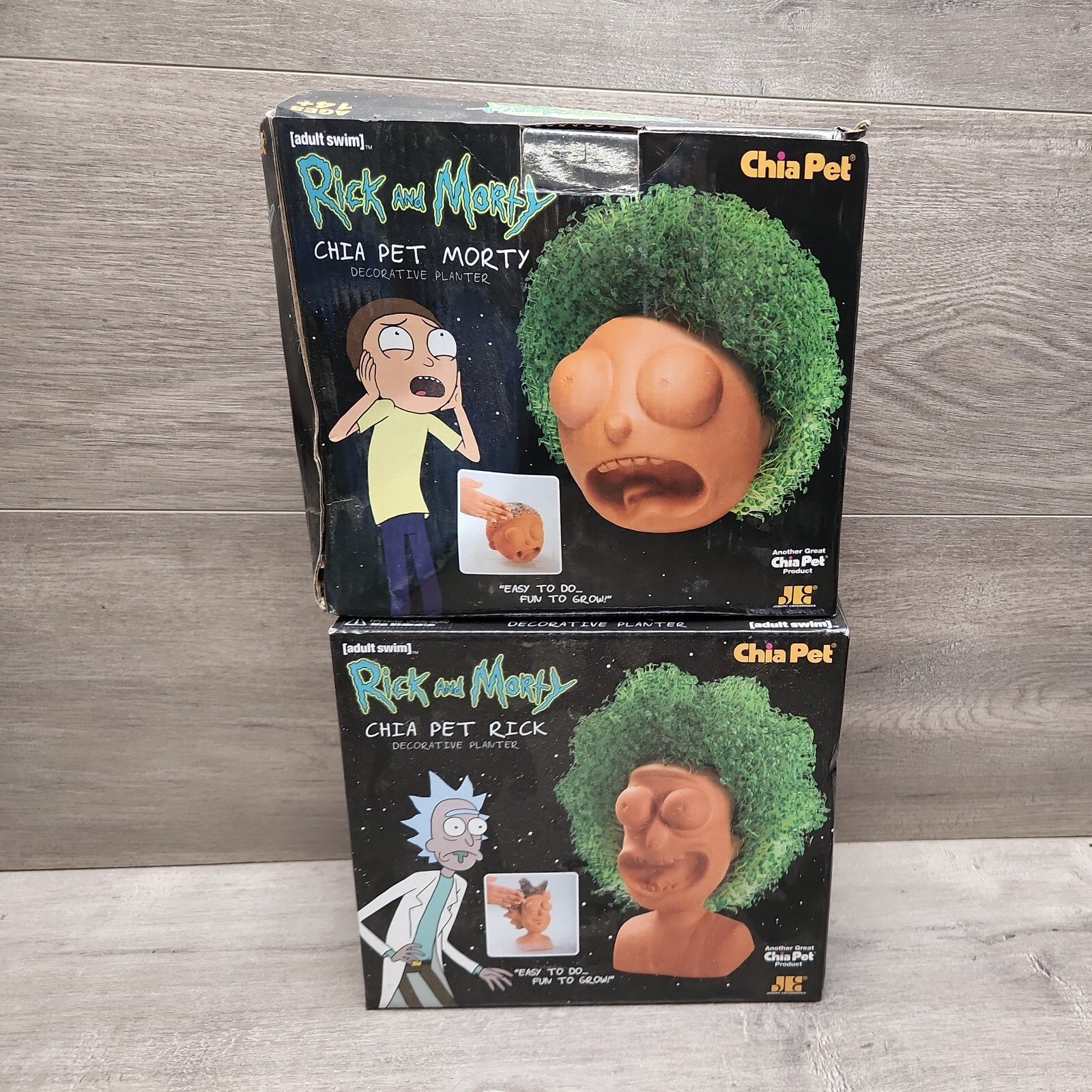 Chia Pet Rick & Morty Decorative Pottery Planter Adult Swim Desk Plant lot of 2