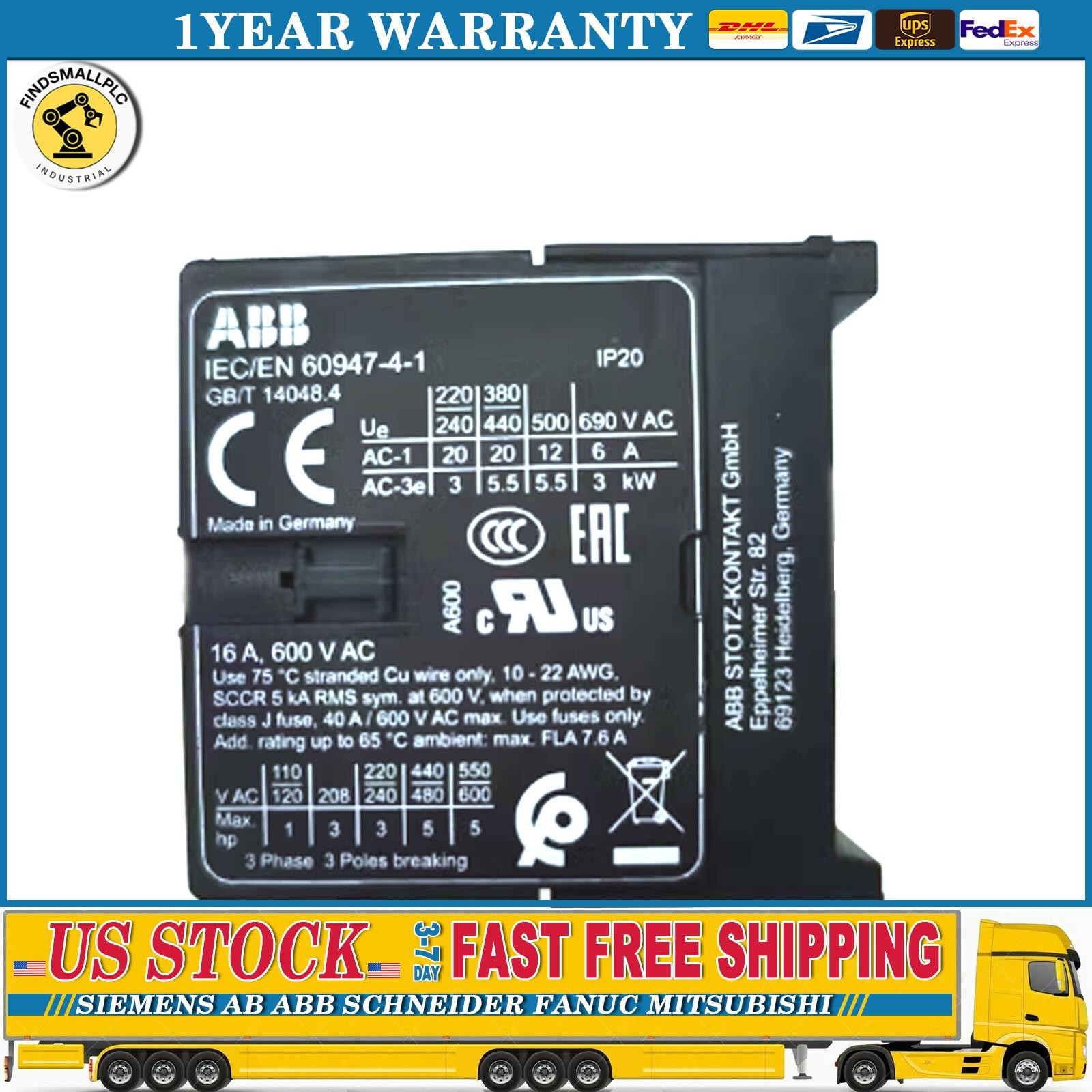 ABB IEC/EN60947-4-1 Contactor New In Box US Free TAX