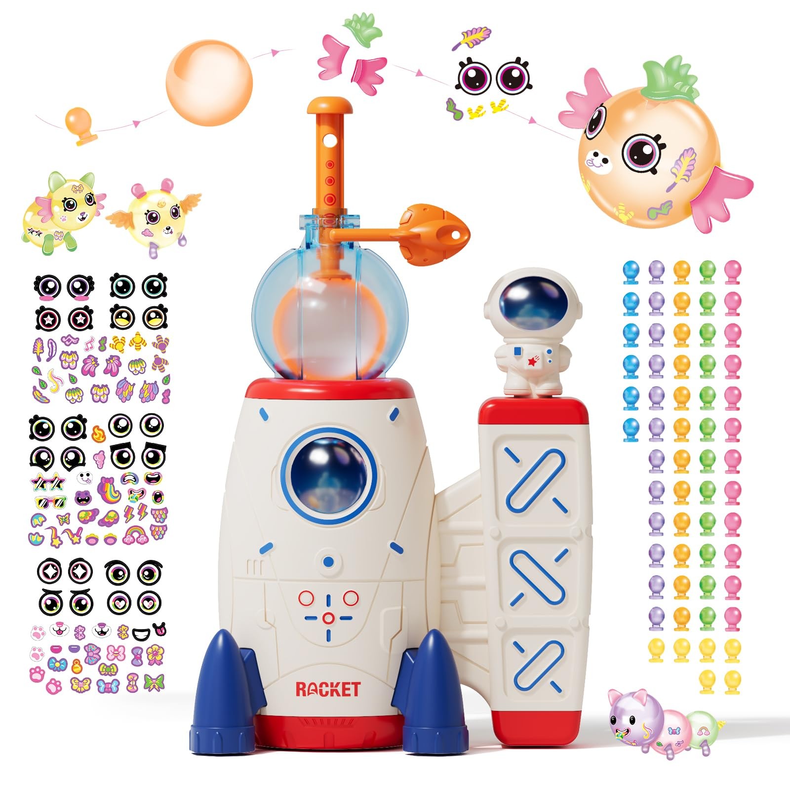 DIY Balloon Space Rocket with Pump, Fun Animal Craft Kit for White