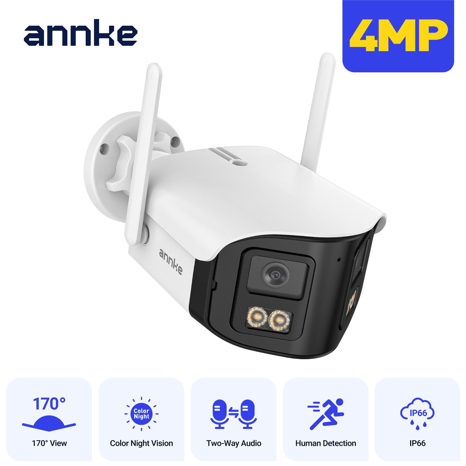 ANNKE 4MP Wireless Dual Lens Security IP Camera Color Night Vision Two Way Audio