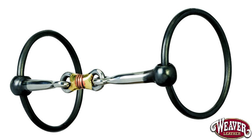 Dog Bone Ring Snaffle Bit with 5 Inch Sweet Iron Mouth with Copper Inlay Weaver