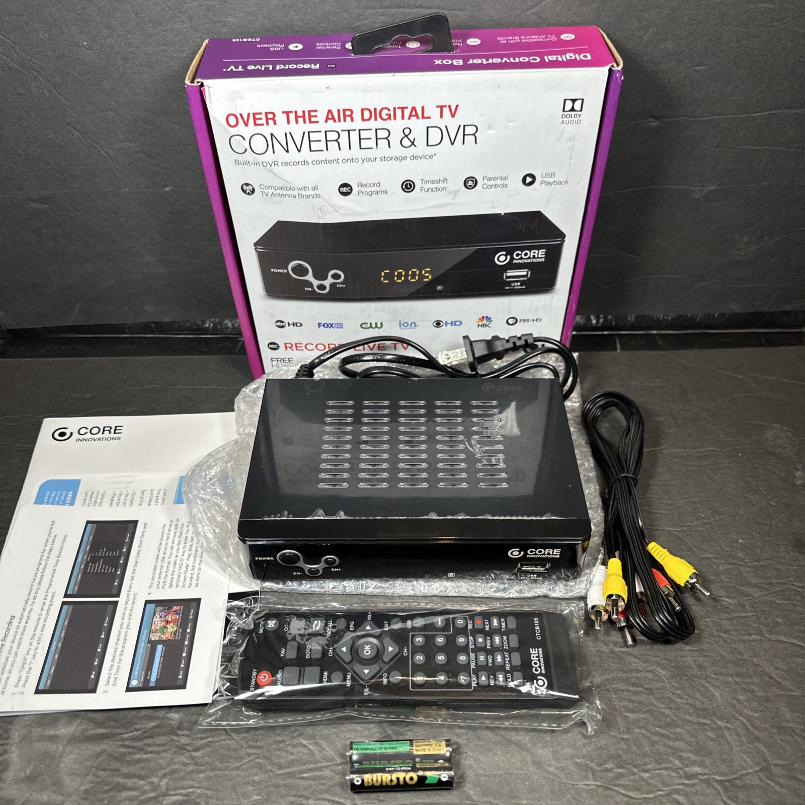 Core Innovations Over The Air Digital TV Converter & DVR CTCB105 w/ Dolby Audio