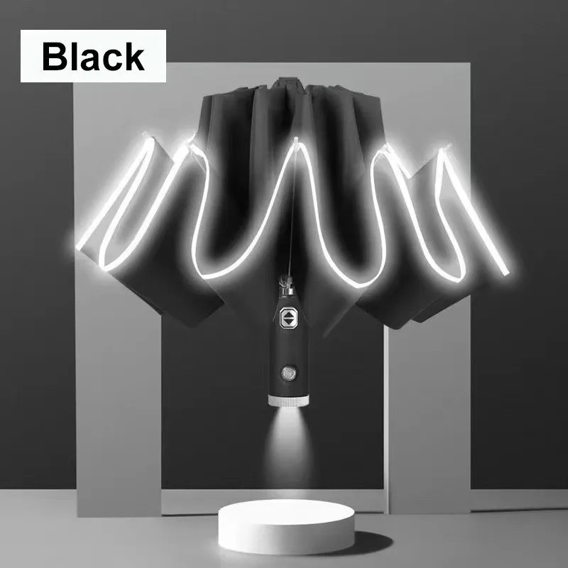 Fully Automatic Sun Protection Umbrella Folding Waterproof Umbrella With LED Fla