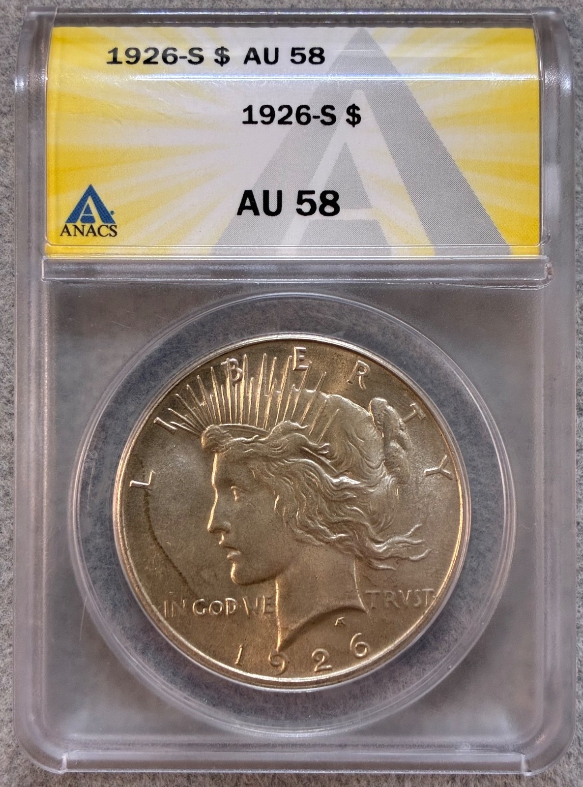 1926-S Peace Dollar ANACS AU58