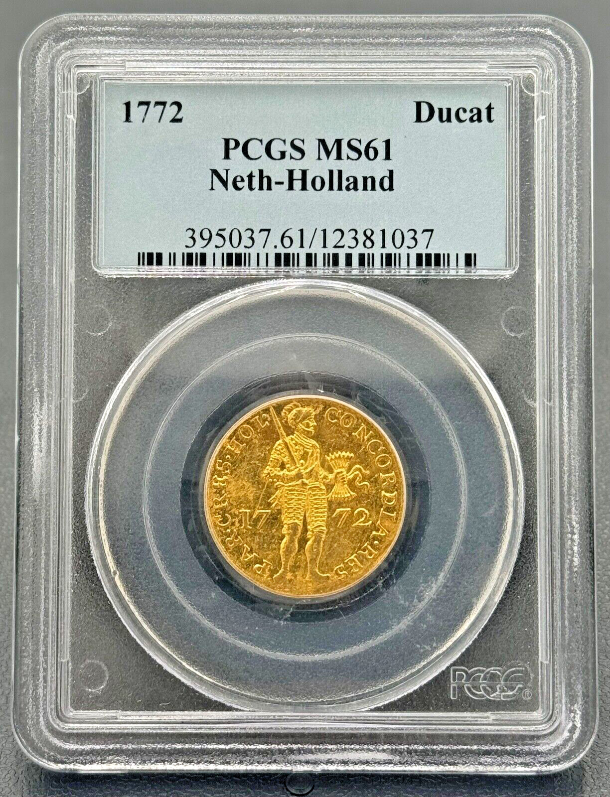 1772 Uncirculated Netherland Ducat Holland, KM 12 PCGS MS 61, 253 Year Old Gold