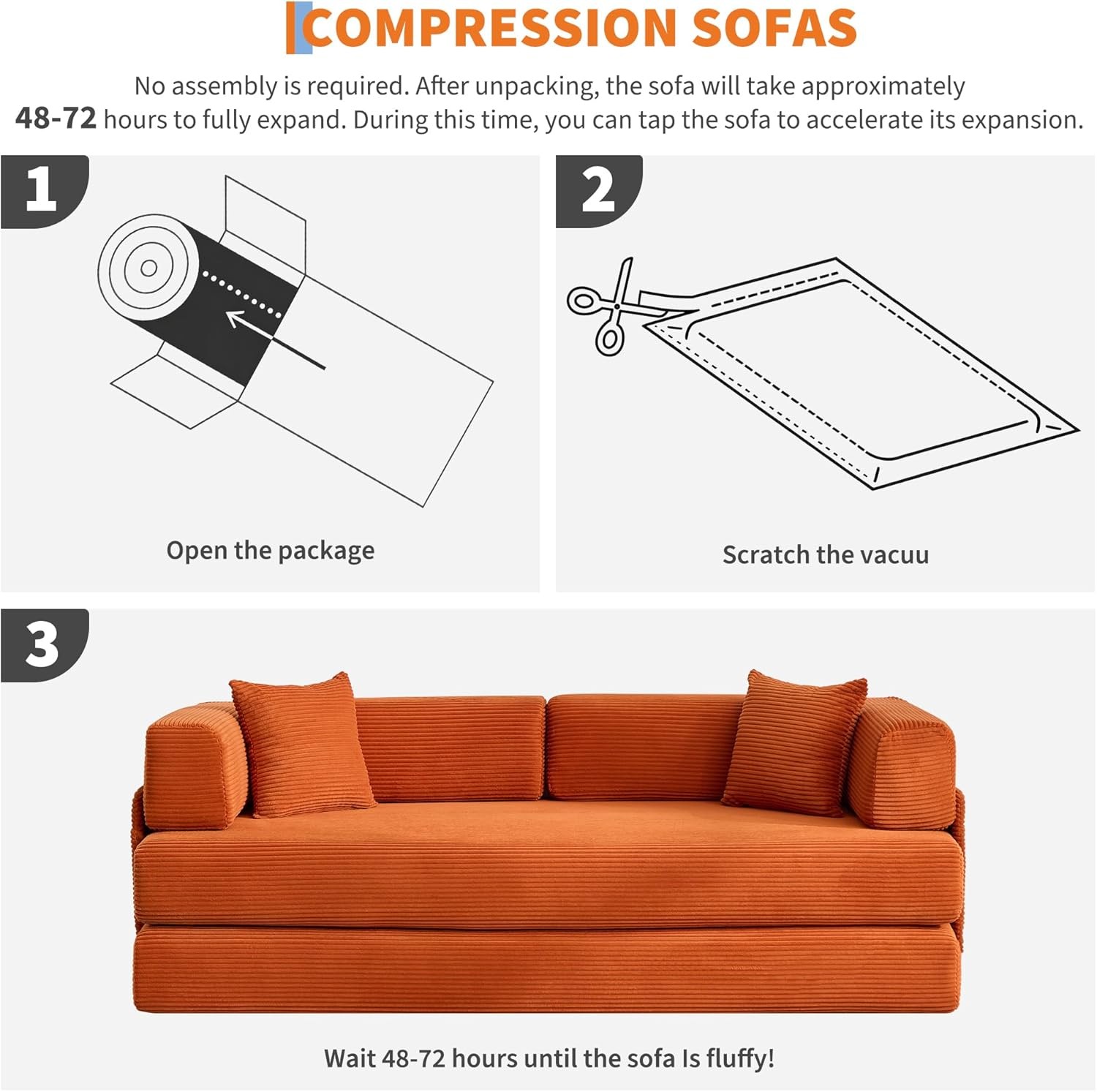 Convertible Sleeper Sofa Bed, 79" Floor Sofa Bed, 5-in-1 Folding Mattress Couch