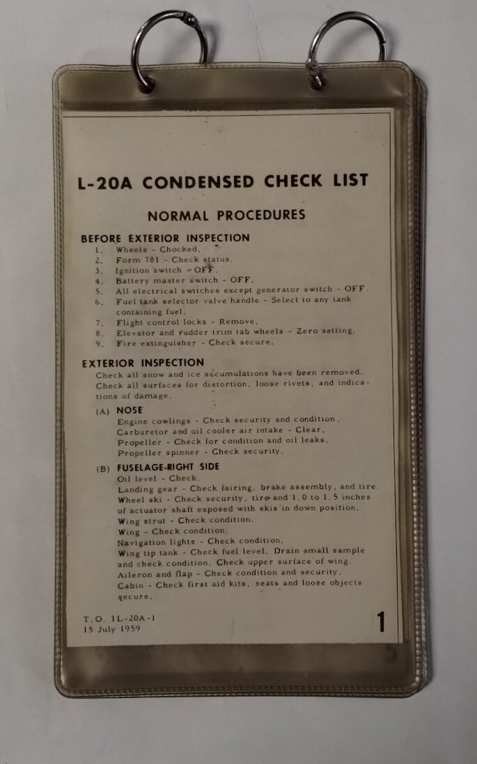DeHavilland L-20A Condensed Checklist/ Normal & Emergency Procedure-Reproduction