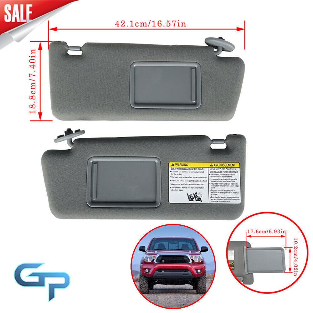 Sun Visor Gray Pair Left Right Driver Passenger Set For Toyota Tacoma 2005-2015