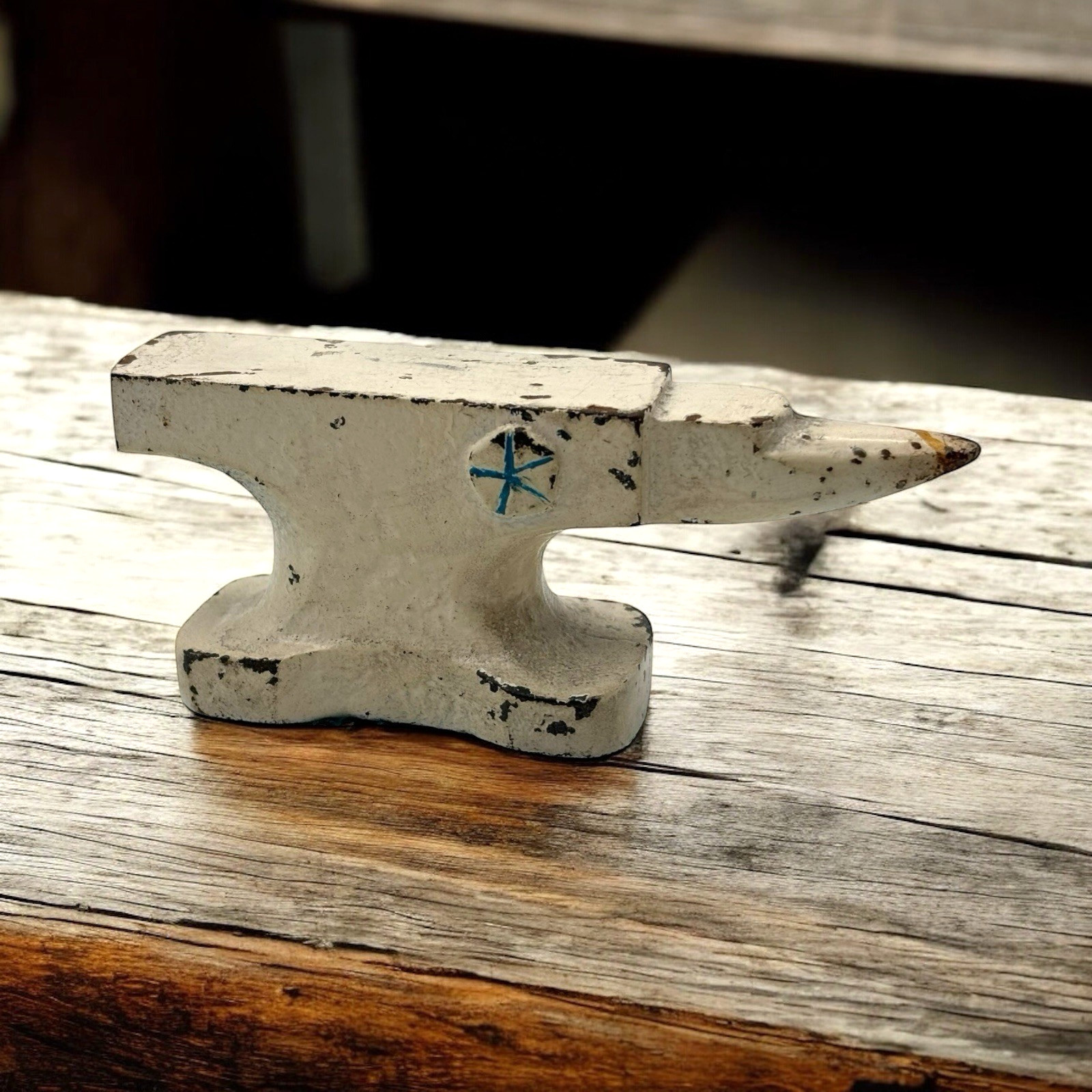 Vintage Miniature Cast Iron Anvil Old Chrysler Logo Paperweight Promo Piece