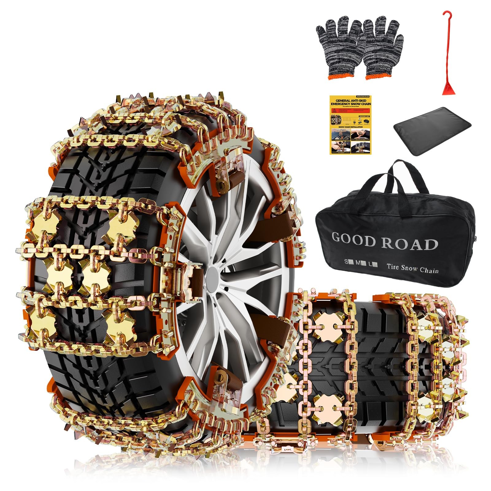 Alloy Steel Tire Chains Adjustable Snow Chains 235-285 SUV Pickup Set 6