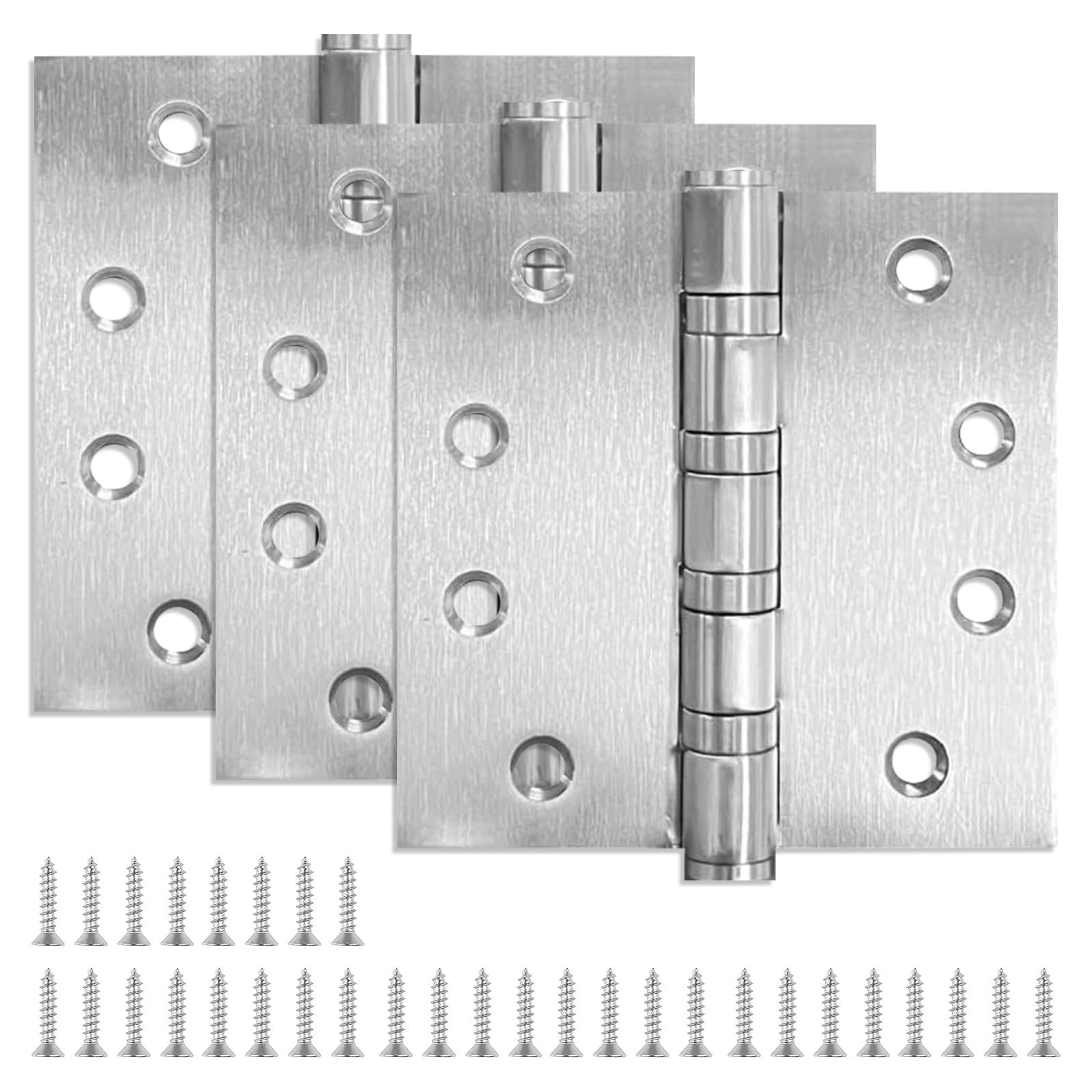 3 Pack Stainless Steel 4'' Door Hinges 4in x 4in Heavy-Duty Ball Bearing Door...