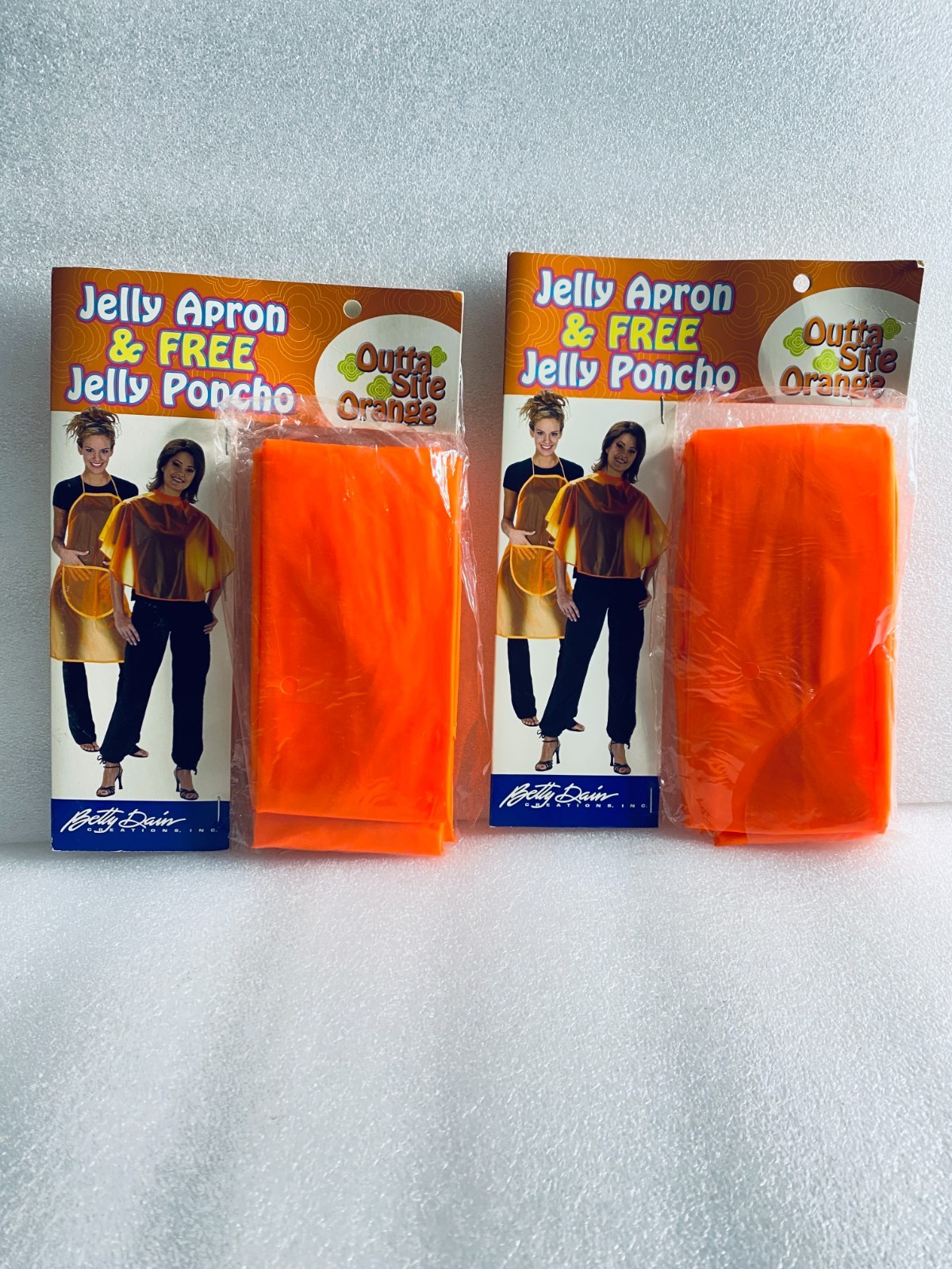 lot Of 2 New Open Box-Vintage-Jelly Apron & FREE Jelly Pancho, Outta Site Orange