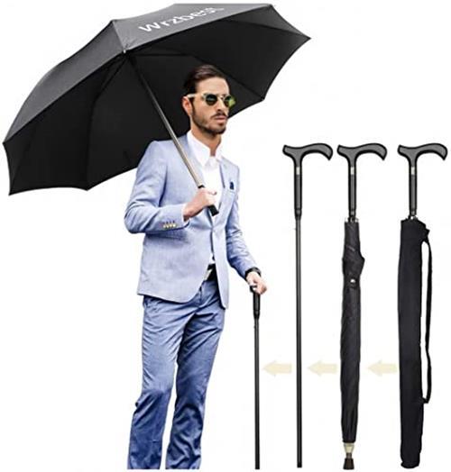 2-in-1 Walking Sticks Umbrella - Windbreak Ribs Walking Cane  Assorted Colors
