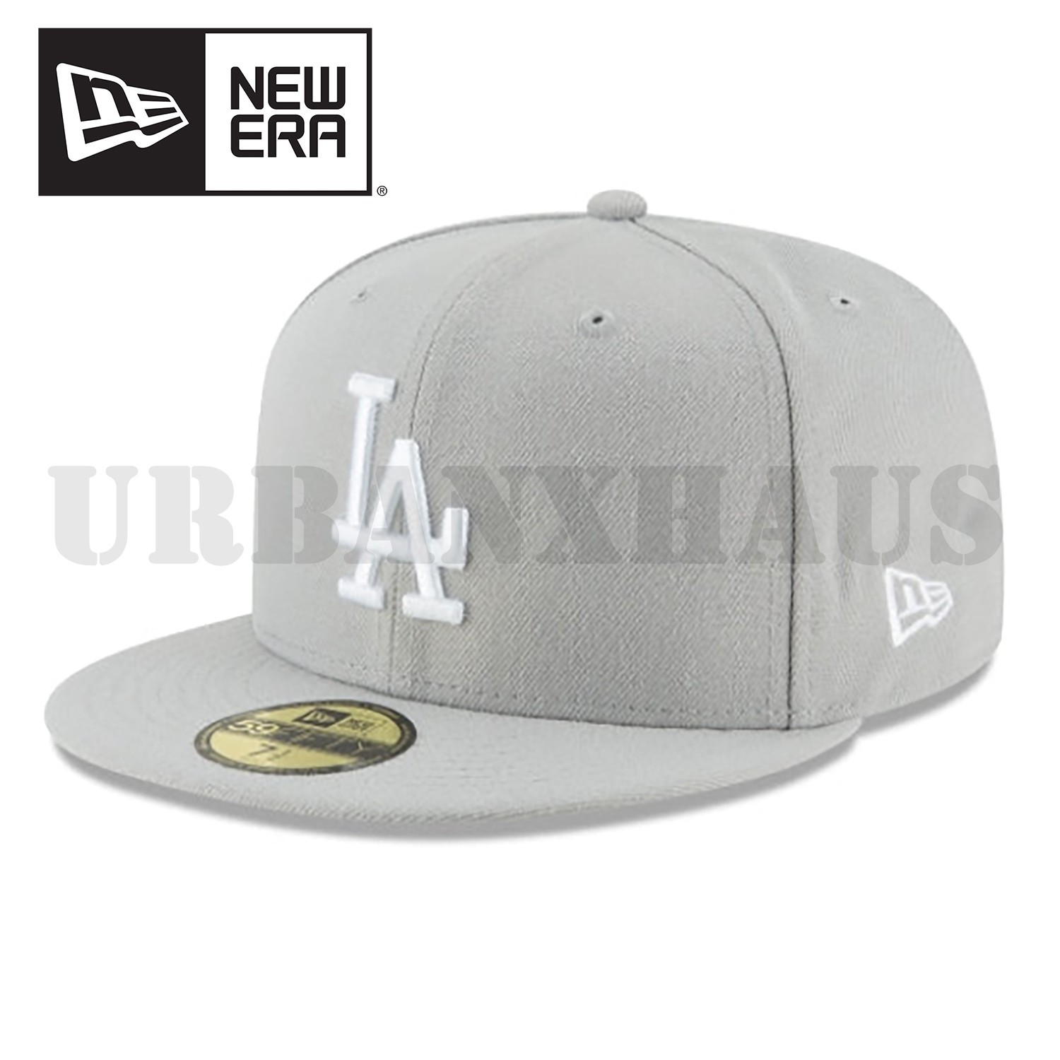 Genuine Los Angeles Dodgers New Era 59FIFTY Fitted Hat Gray White LA Logo Cap