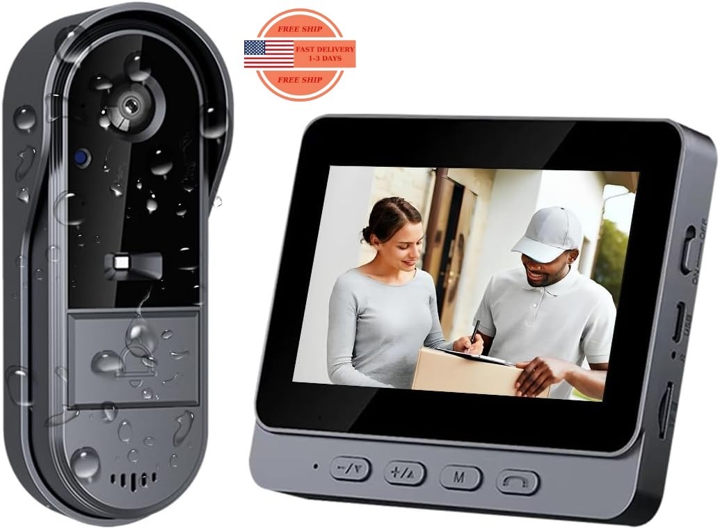 Cámara timbre inalámbrica sin suscripción 1080P, resistente al agua con pantalla