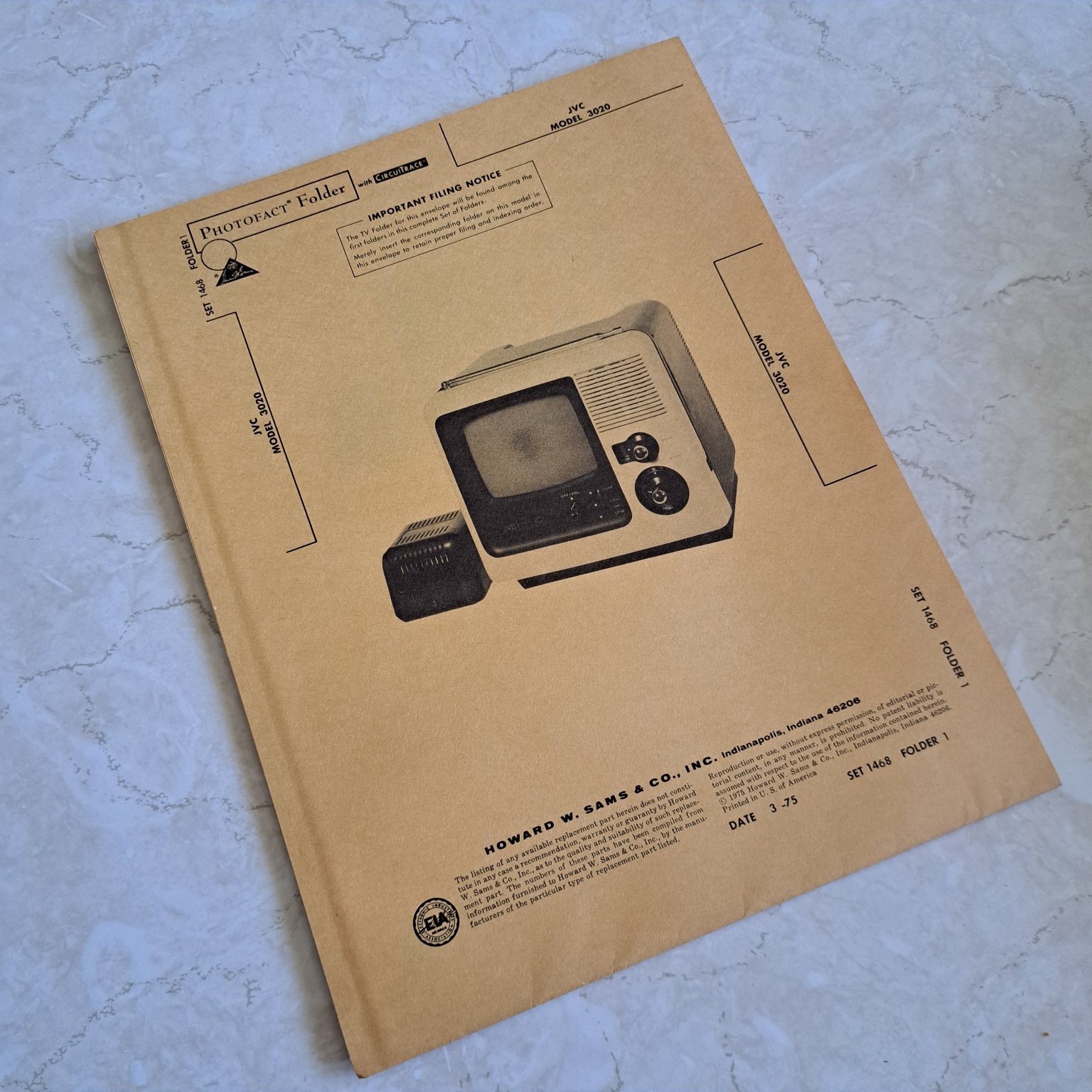 JVC 3020 TV Manual 1975 Photofact Illustrated Schematics Repair