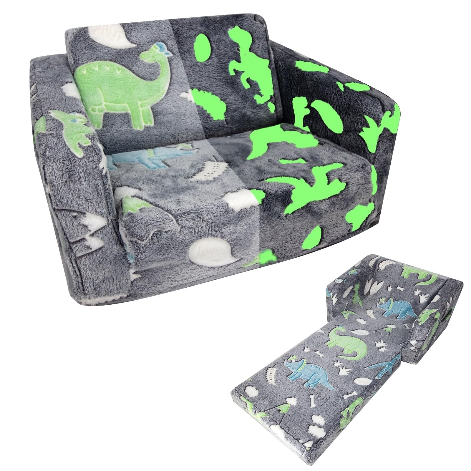 Sofa Toddlers Sofa Glow in The Dark Fold Out Play Couch Mini Dinosaur Couch f...