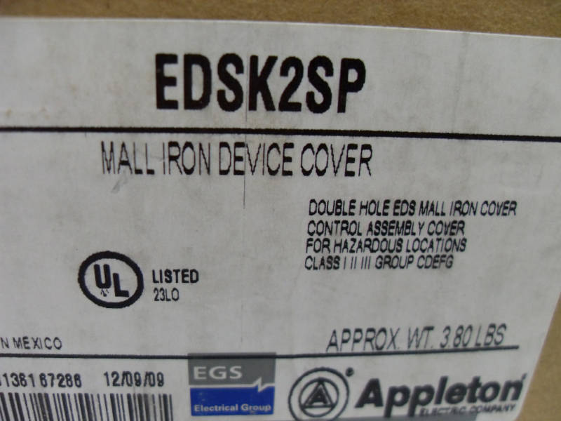 ⭐NEW IN BOX⭐ APPLETON EDSK2SP DOUBLE HOLE EXPLOSION PROOF COVER 🔴USA🔵