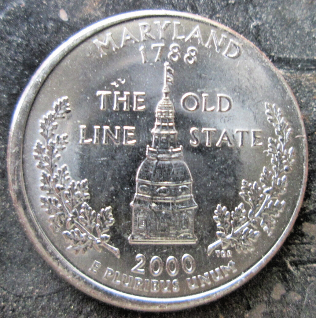 2000-P MARYLAND STATE CLAD, TILTED COLLAR DIE ERROR, MS+++ UN-CIRCULATED