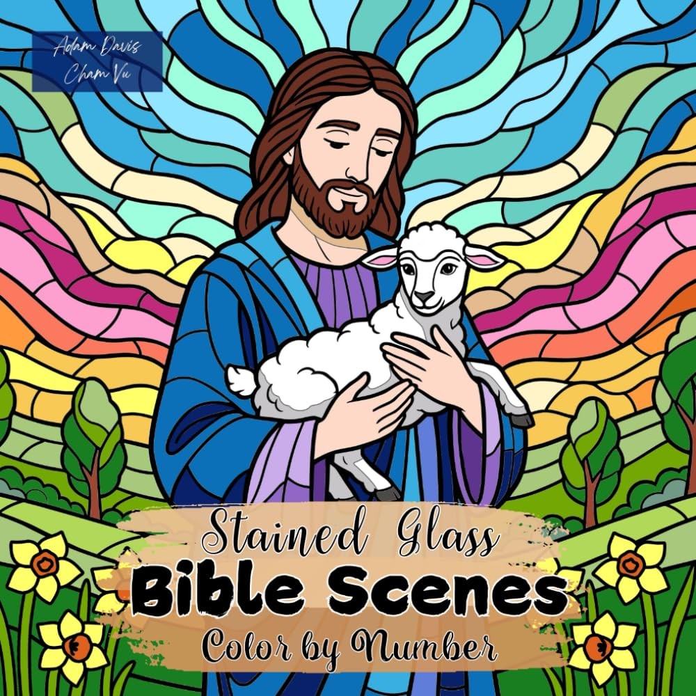 Stained Glass Bible Scenes Color by Number: A Christian Coloring Book for Teens