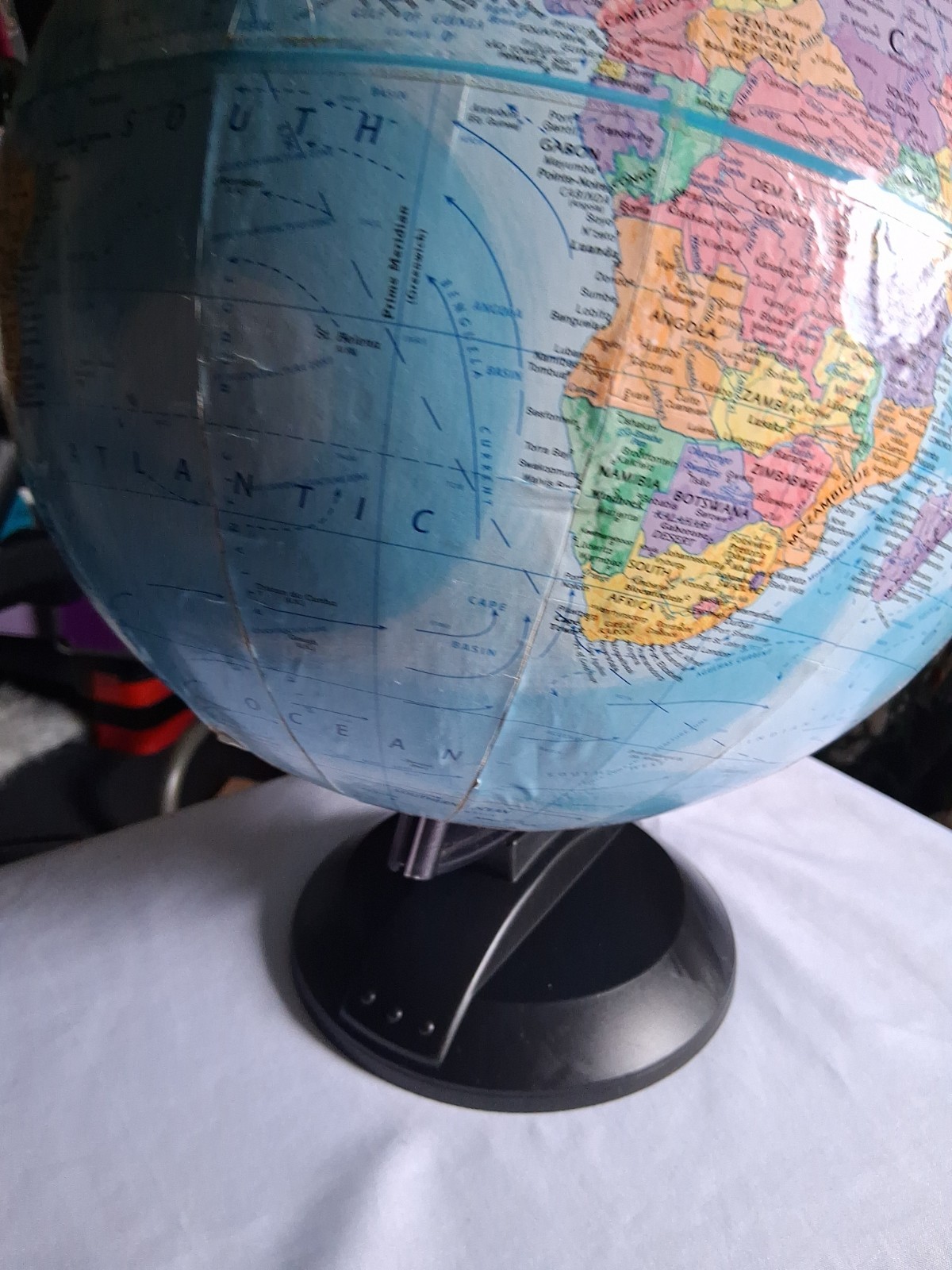 GlobeMaster 12" Tabletop Rotating Multicolor World Globe *see aging As Is*