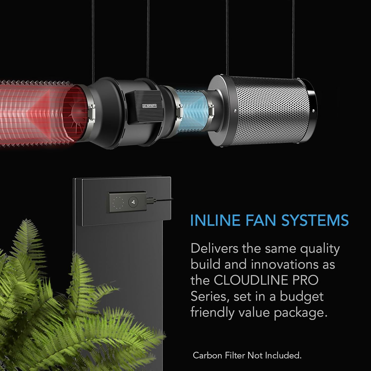 AC Infinity CLOUDLINE A8, Quiet 8" Inline Duct Fan with Speed Controller
