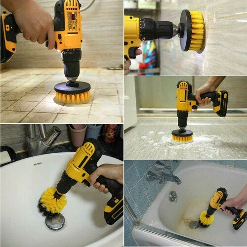 Drill Brushes Set 3pcs Tile Grout Power Scrubber Cleaner Spin Tub Shower Wall