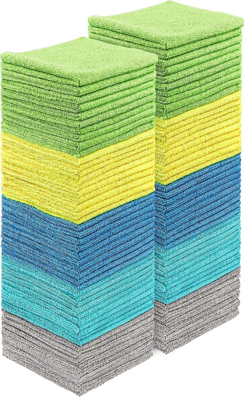 Microfiber Cleaning Cloths 100 Pack, Highly Absorbent Microfiber Towels, Lint &