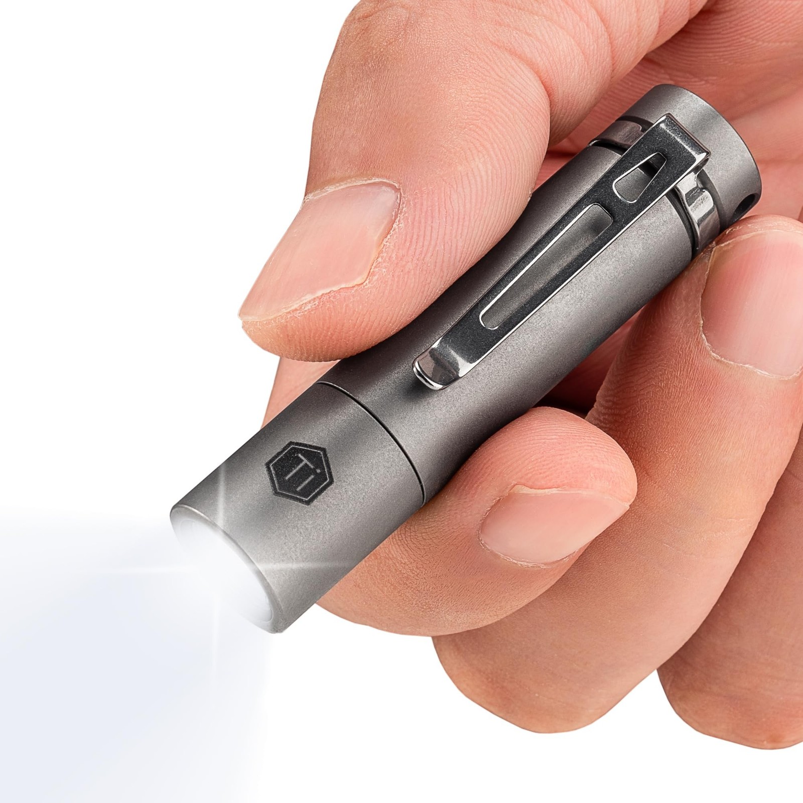 KeyUnity KF04 Mini LED Flashlight with Pocket Clip - Super Bright Handheld Si...