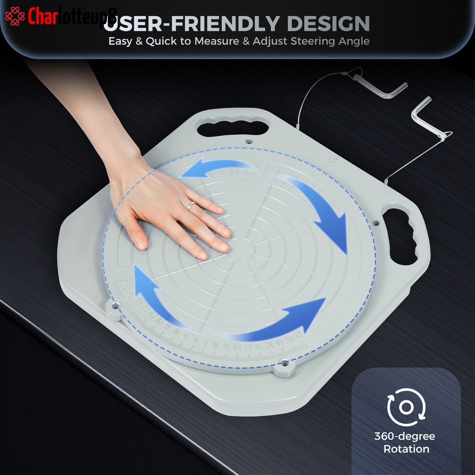 Pair 5T Wheel Alignment Turn Plates Turntable Wheel Alignment Tool 360° Rotating