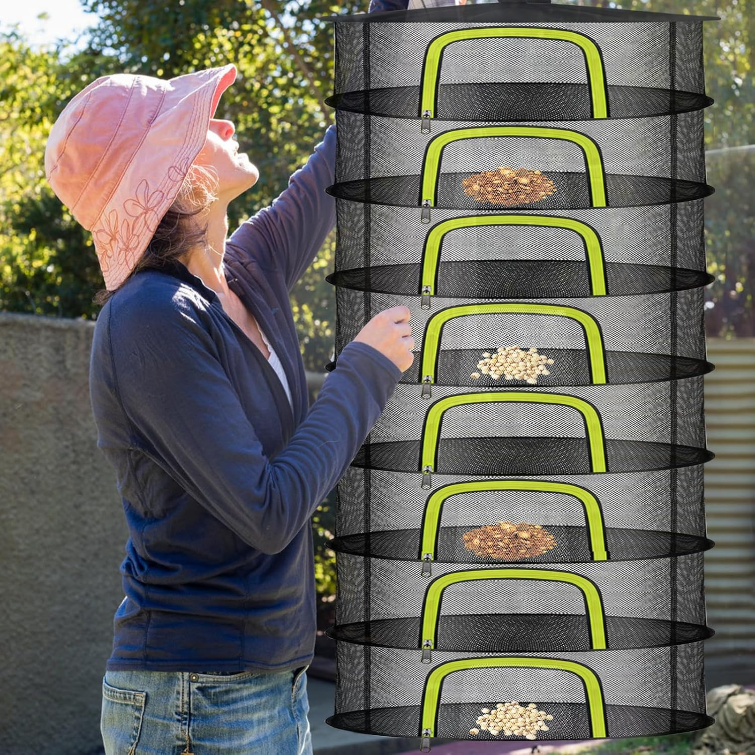 8 Layer Herb Drying Rack, Herb Drying Rack Hanging Mesh, Foldable Grass Drying R