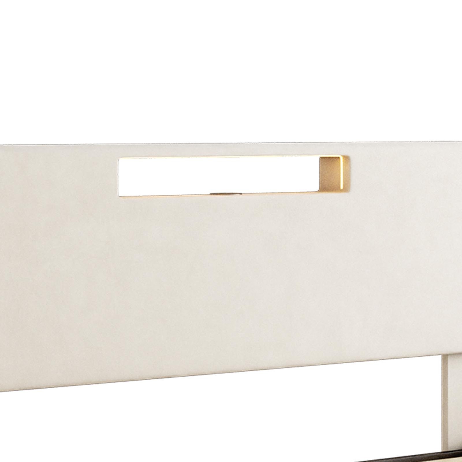 Upholstered Platform Bed Large Size Frame With LED Light And Charging Function