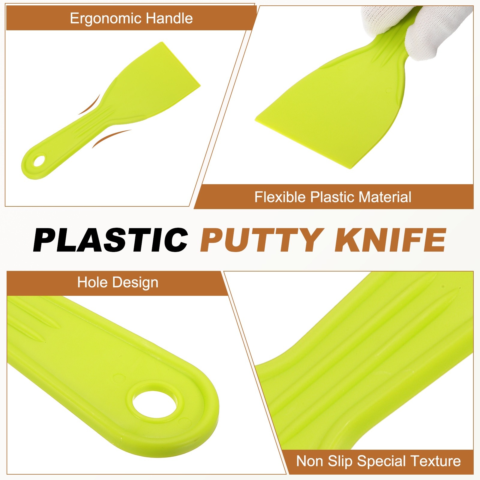 20pcs Putty Knife 3" Width Flexible Plastic Putty Knife Paint Scraper Yellow