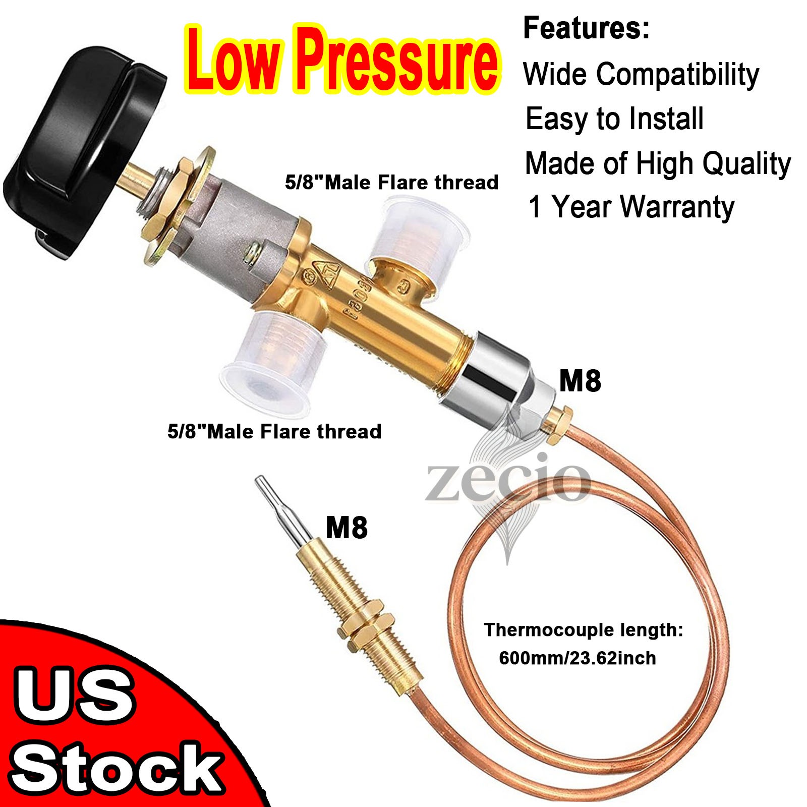 Low Pressure LPG Propane Gas Fire Pit Flame Failure Safety Control Valve Kit NEW