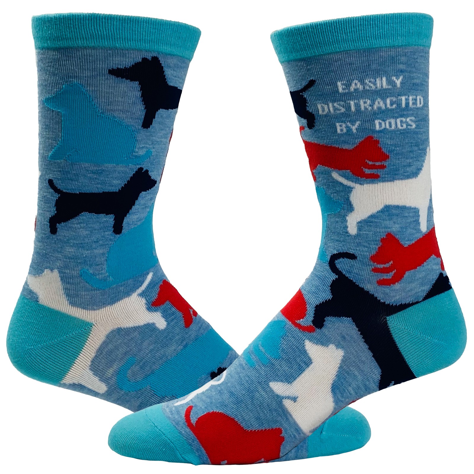 Women's Easily Distracted By Dogs Socks Funny Pet Puppy Dog Lover Novelty