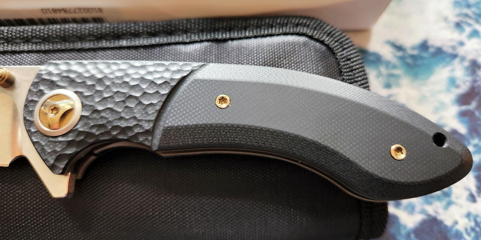 DROP MASSDROP X ERIC OCHS ORCA TITANIUM LINER LOCK KNIFE BLACK G-10 BRONZE RWL34