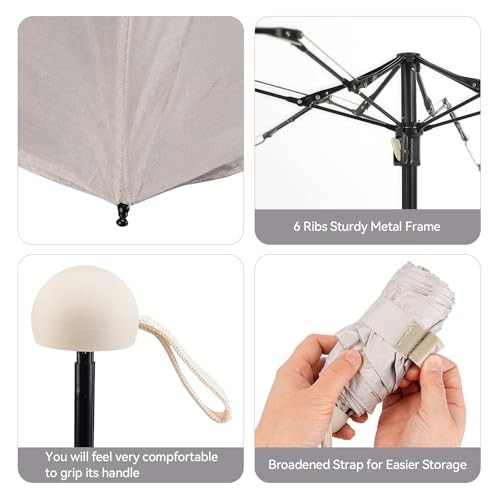 Mini Umbrella for Travel, Compact Folding Umbrella with Case, Lightweight