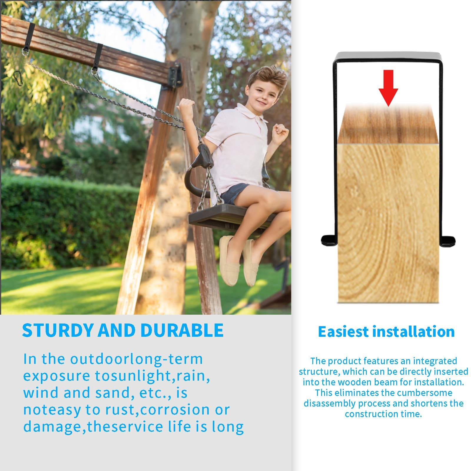 Heavy Duty Swing Hangers, Wooden 180° Swing Set Accessories Hammock Capacity ...