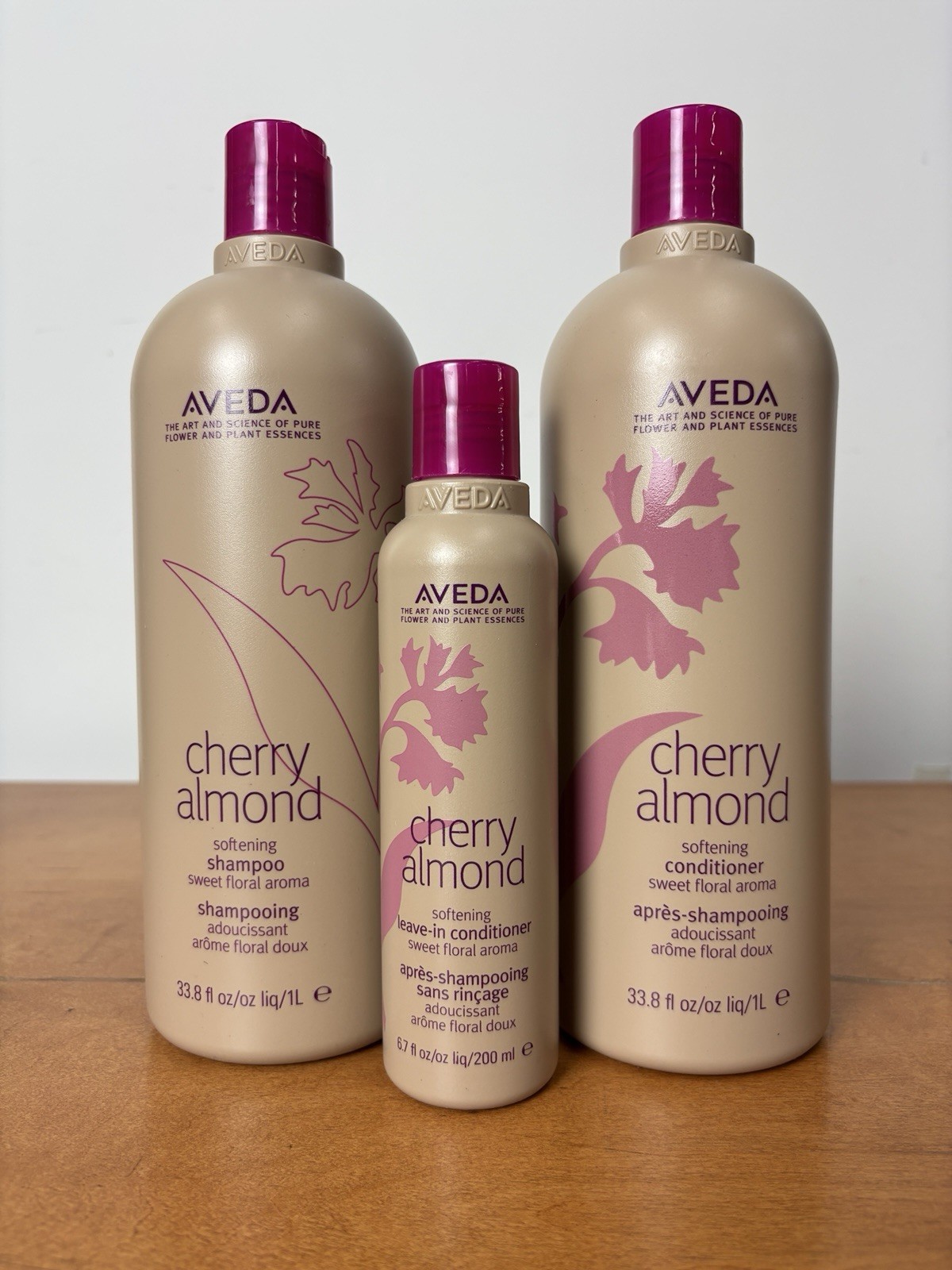 NEW Aveda Cherry Almond Liter Bundle Shampoo & Conditioner + Leave-In 6.7oz